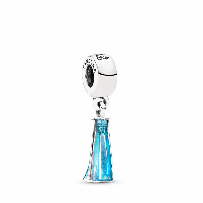 Pandora Disneyr Elsa's Dress Dangle Charm - Sterling Silver/Enamel/Blue - Canada | KE8562YP